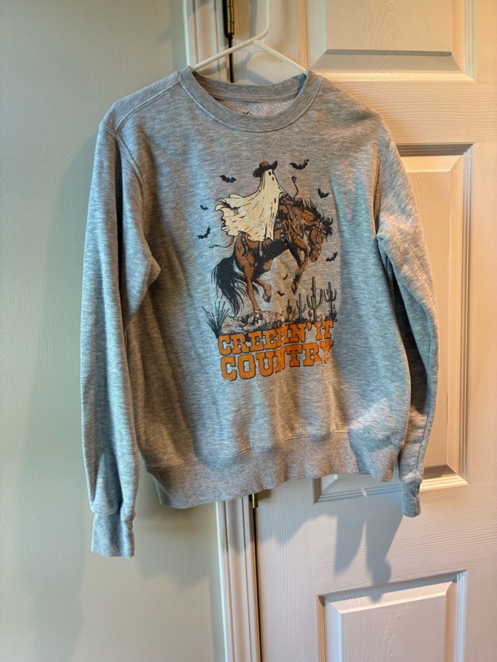 Grey Graphic Crewneck Sweatshirt - Creepin' It Country